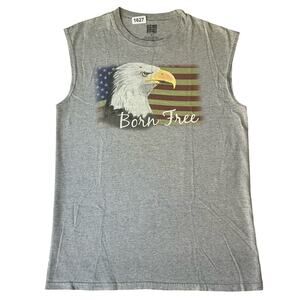 GAME Men’s Sleeveless Tank Top Size M, Gray, Born Free American Eagle